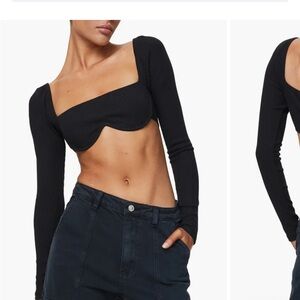 Princess Polly Black Long Sleeve Crop Top